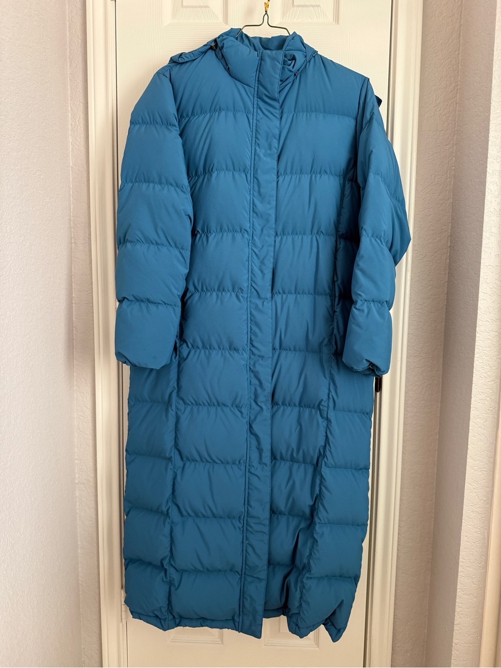 L.L. Bean Teal Long Puffer Coat with Hood